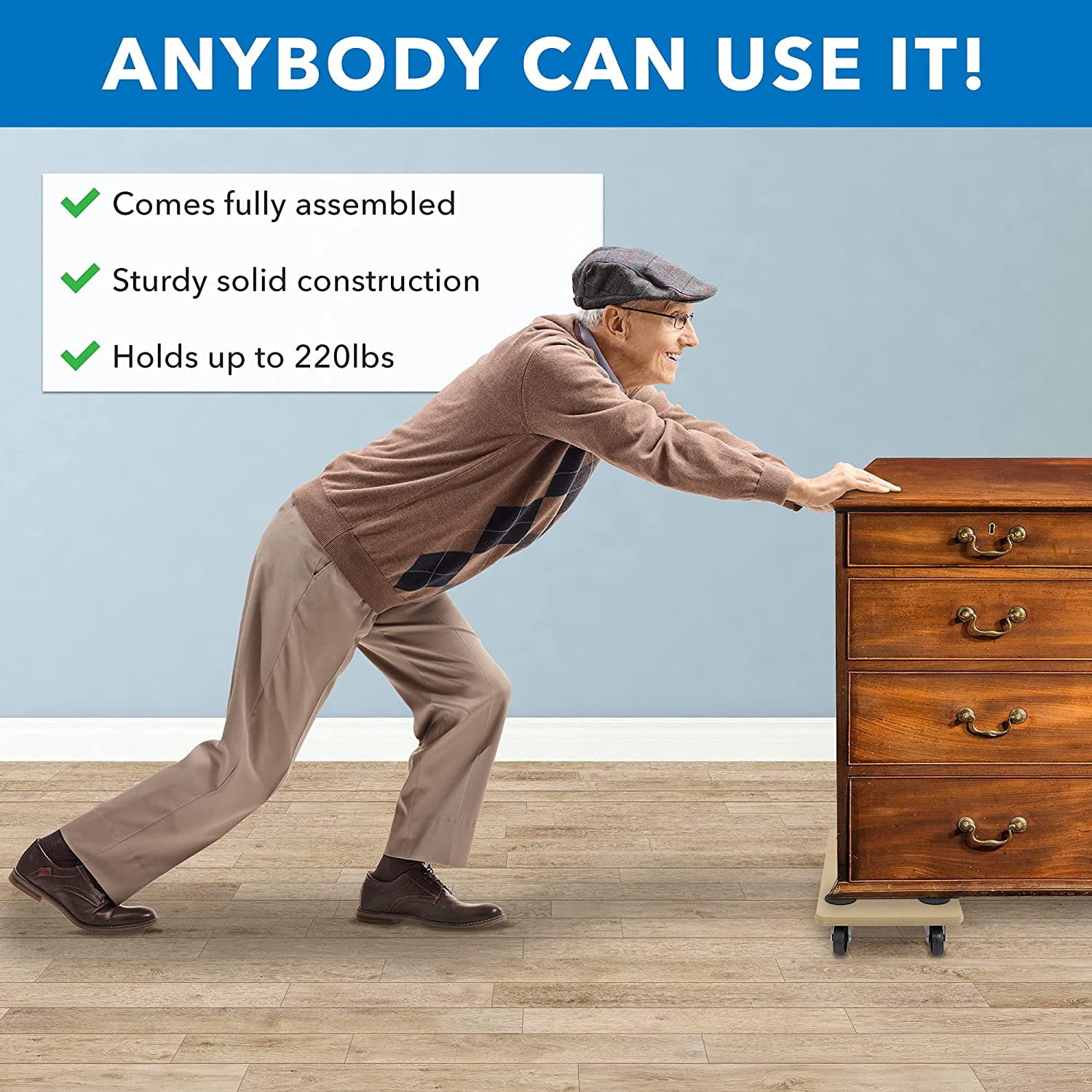 Mount-It! Two Small Platform Wooden Mover Dolly