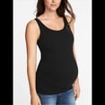 thumbnail image 4 of Camisetas de Maternidad Sin Mangas con Fruncido Lateral Acanalado, Camiseta Básica para el Embarazo Negro M, 4 of 6