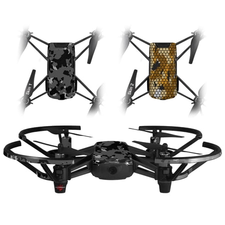 Skin Decal Wrap 2 Pack for DJI Ryze Tello Drone WraptorCamo Old School Camouflage Camo Black DRONE NOT INCLUDED