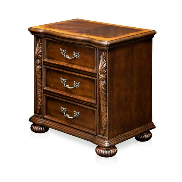 Furniture of America Eleo Traditional Wood 3Drawer Nightstand in Brown