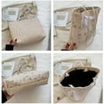 thumbnail image 7 of Straw Bags for Women, Shoulder Bag, Hobo Small Fresh Retro Casual Tote Bag for Daily, Elegant Bow Flower Shaped Decor Handbag is A Memorable Gift Idea for This Summer, White, 7 of 7