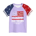 thumbnail image 6 of KPOPLK Boys 4th of July Short SleeveT-shirt Toddler Boy Flag Print Independence Day Short Sleeve Tee Top Size 12-13 Years,Purple, 6 of 7