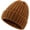 Brown, variant on Women's Rib Knit Cuffed Beanie Hat Stretch Acrylic Winter Hat Thick Warm Snow Ski Cap