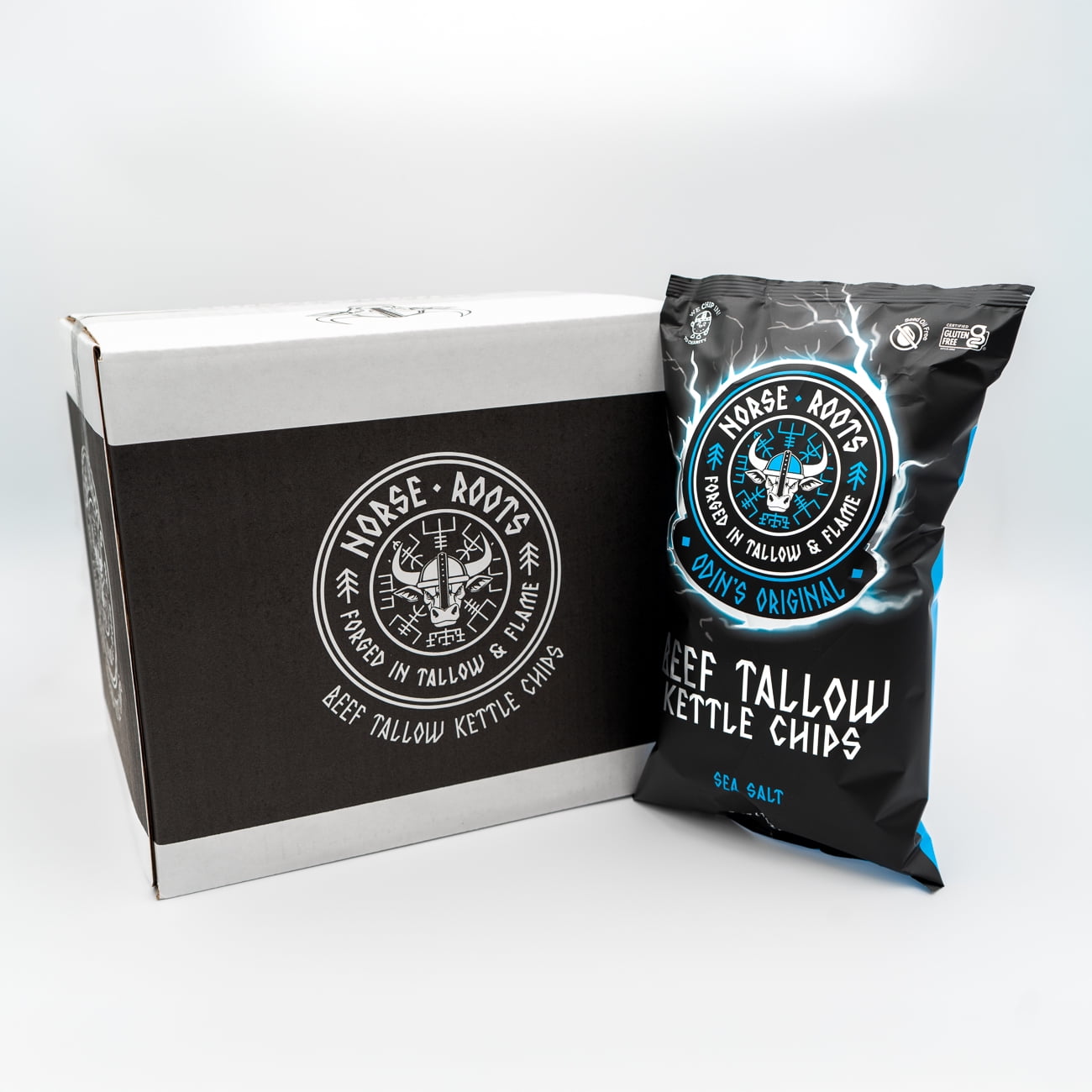 Norse Roots Beef Tallow Kettle Chips – Odin's Original (Sea Salt) – Seed Oil Free, Gluten Free, 6 Pack, 5 oz Bags