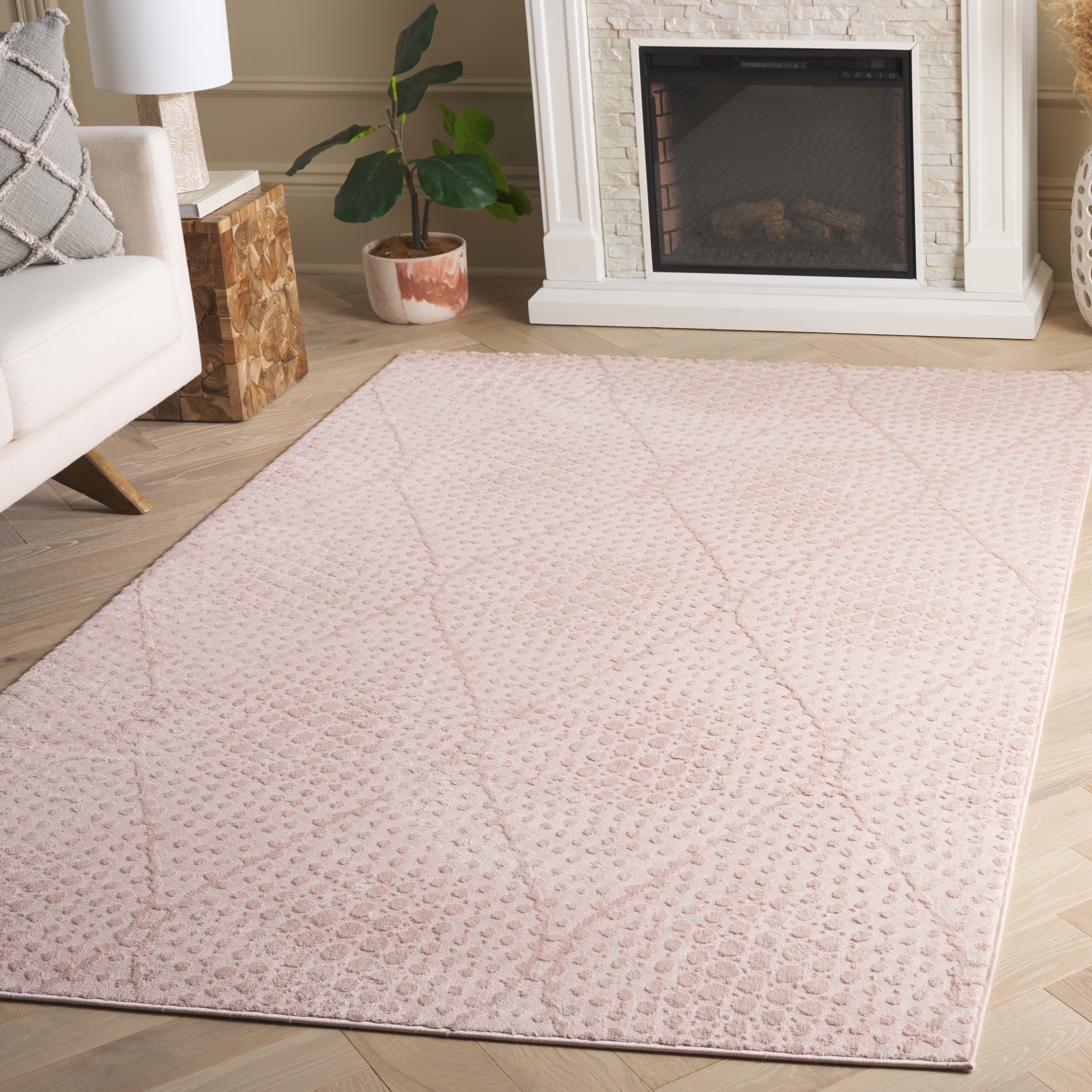 SAFAVIEH Revive Myles Geometric Polyester Area Rug, Pink, 9' x 12'