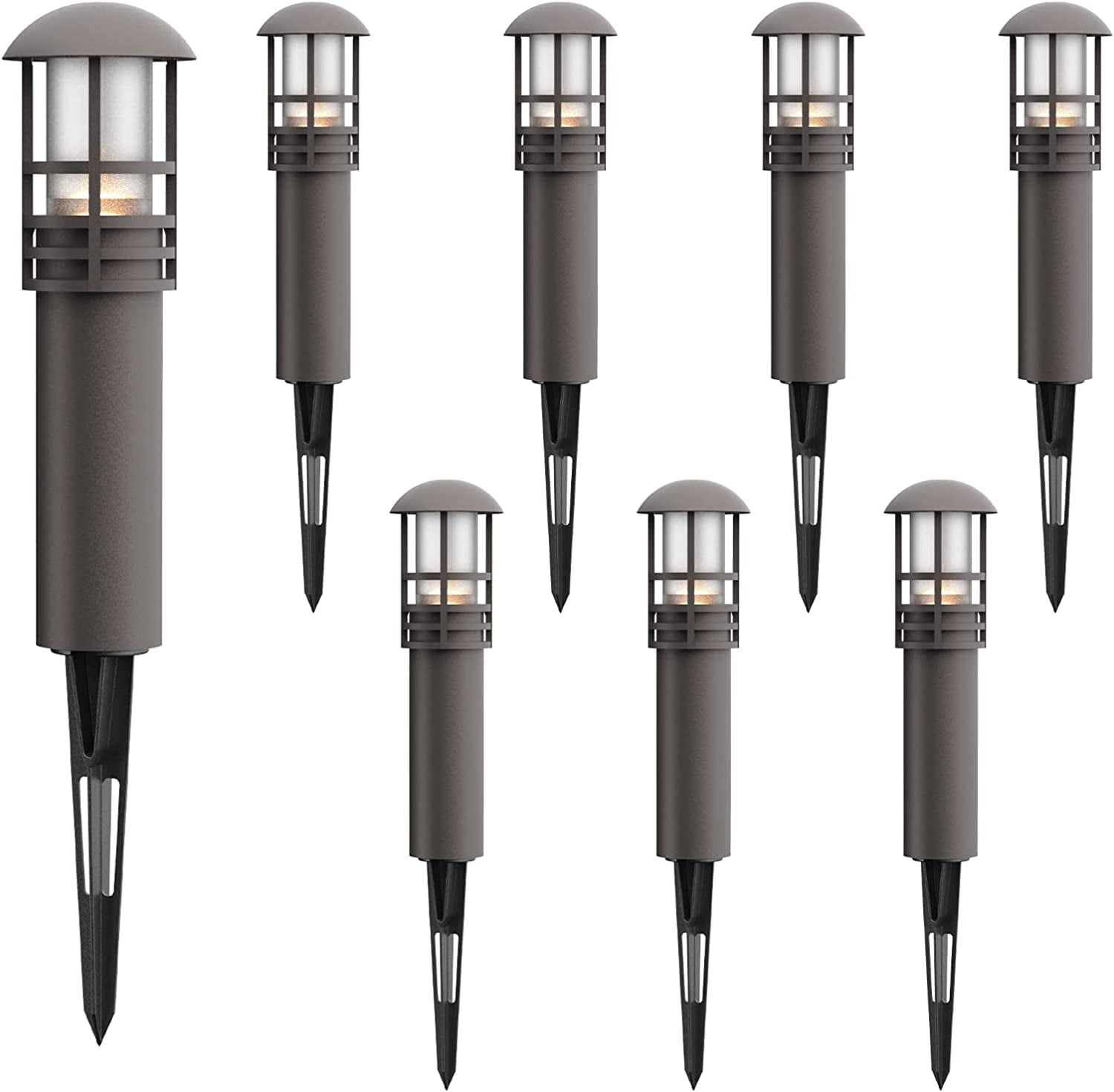GOODSMANN Landscape Lighting Low Voltage Landscape Lights 8PK 3W LED 120  Lumen Outdoor Pathway Lights Warm White 12V AC with Metal Stake Cable  Connector 9126-43201-08A