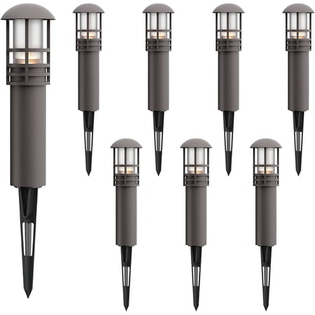 GOODSMANN Landscape Lighting Low Voltage Landscape Lights 8PK 3W LED 120 Lumen Outdoor Pathway Lights Warm White 12V AC with Metal Stake Cable Connector 9126-43201-08A