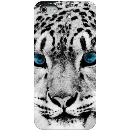 CUSTOM Black Hard Plastic Snap-On Case for Apple iPhone 5 / 5S / SE - Snow Leopard Blue (Best Custom Iphone 5 Cases)