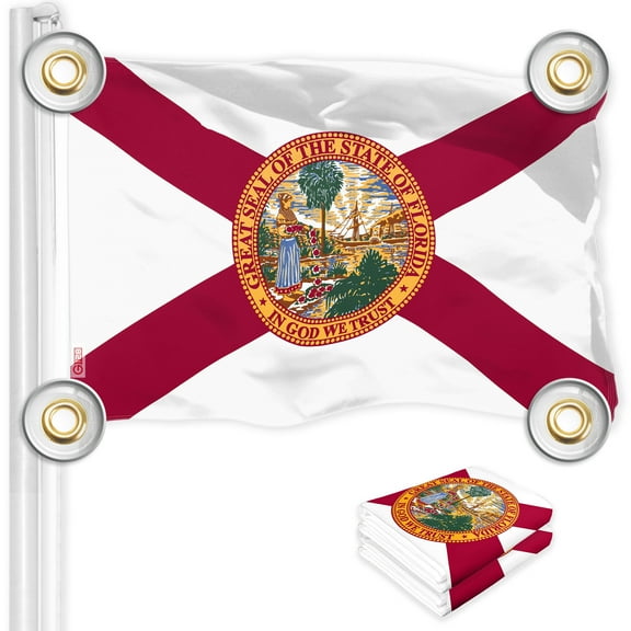 G128 2 Pack: Florida FL State Flag | 3x5 Ft | LiteWeave Pro Series Printed 150D Polyester, 4 Corner Brass Grommets | Vibrant Colors, Perfect For Balcony, More Durable Than 100D 75D Polyester