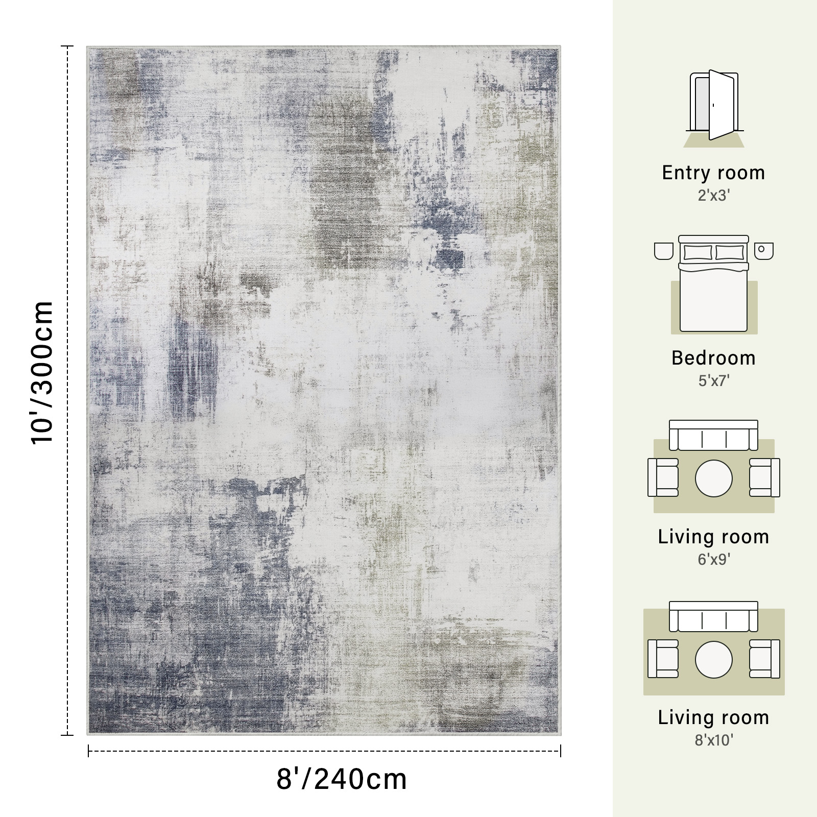 8x10 Large Area Rugs for Living Room- Modern Abstract Area Rugs Machine Washable Rugs, Non-Slip Soft Neutral Farmhouse Carpet Rugs for Bedroom, Dining Room, Home Office , Gold Gray