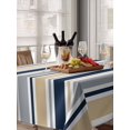thumbnail image 6 of Khaki Grey Striped Table Cloth, Waterproof Tablecloth for Rectangle Tables, Navy Blue Farmhouse Stripes Abstract Art Reusable Washable Fabric Table Cover for Restaurant Kitchen Dining Tables 52"x70", 6 of 9