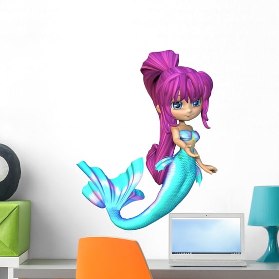 Cute Toon Bright Blue Wall Decal by Wallmonkeys Peel and Stick Graphic (24 in H x 19 in W) WM68144