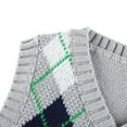 thumbnail image 3 of Woman?s Retro Knitted Bare Midriff Waistcoat, Diamond Pattern Ribbing Elastic Slim V-neck Sleeveless Sweater, Daily Life, 3 of 6