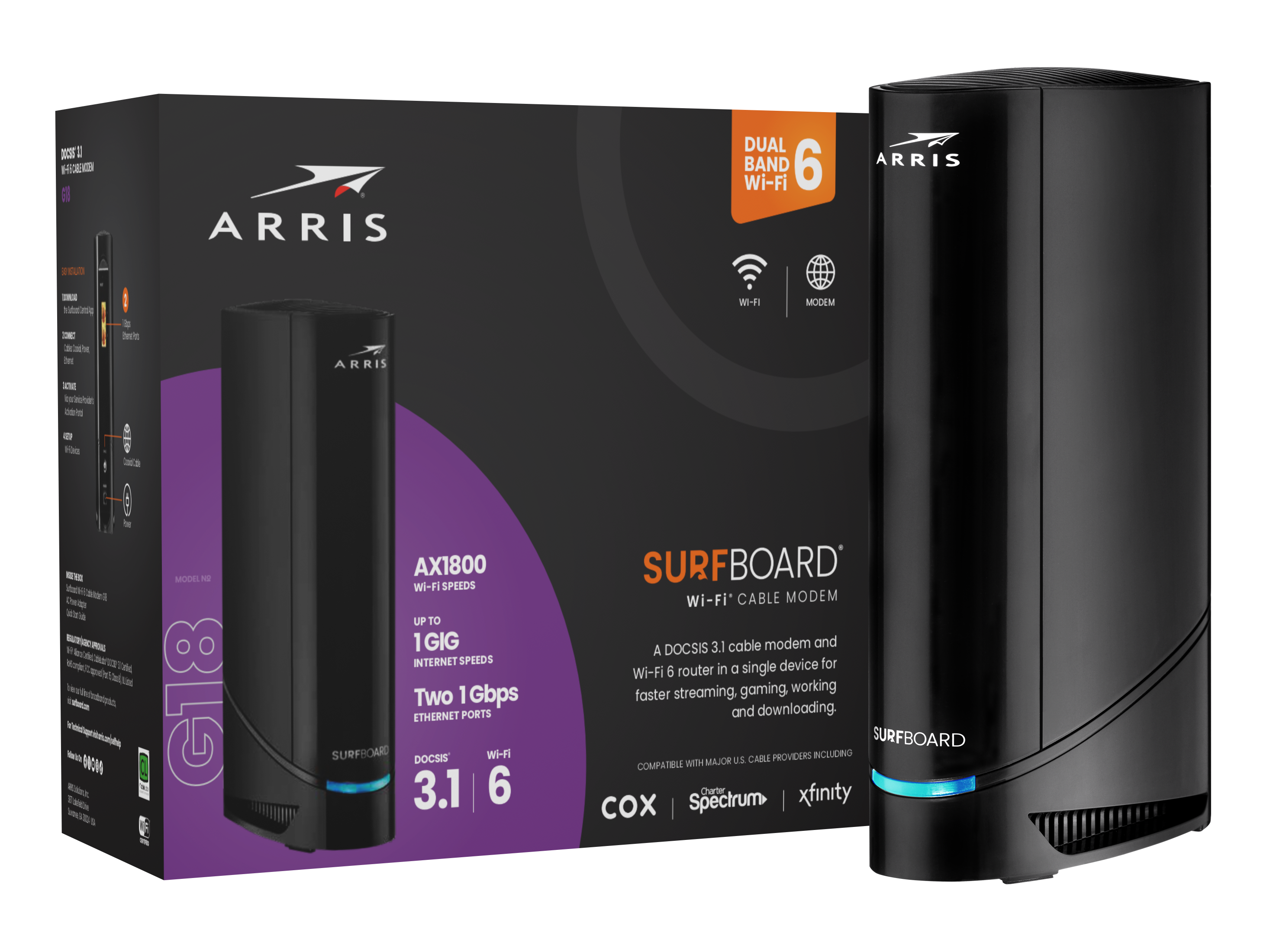 ARRIS G18 AX1800 D3.1 Wi-Fi 6 Cable Modem Router