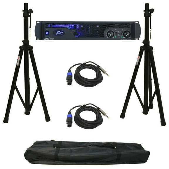 Peavey Ipr2 7500 Pro Audio Speaker Amplifier Amp Stands & Speakon To 1/4" Cables