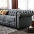 thumbnail image 5 of Chesterfield 3 Seater Faux Leather Sofa, Button Tufted Upholstered Couch with Nailhead Arms Removable Cushions Rubber Wood Legs for Living Room Office Apartment, 5 of 10