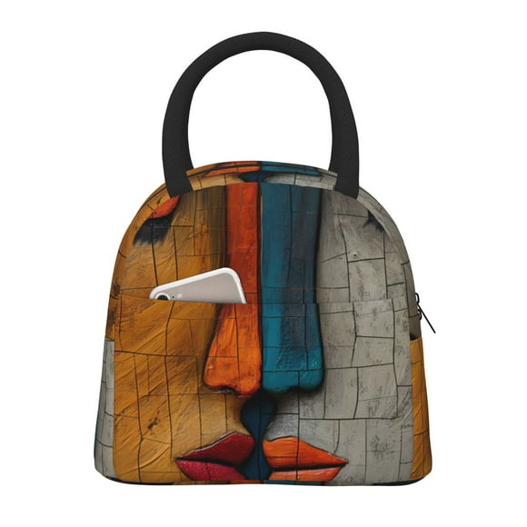 Easygdp Abstract Colorful Duality Bolsa de Almuerzo Insulada Grande, Forro de Aluminio, Diseño Espacioso, a Prueba de Fugas, Ideal para Trabajo, Picnics, Viajes y Actividades al Aire Libre