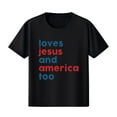 thumbnail image 2 of BRGZLK Kids 4Th Of July Shirts Boys Girls Trendy Letter Print T-Shirt Summer Patriotic Short Sleeve Cotton Top Clothes Black 5-6 Years, 2 of 3