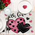 thumbnail image 3 of Valentine''s Day with Love Placemats Set of 4, Pink Black Hearts Arrows Holiday Dining Table Place Mats, Anniversary Wedding Kitchen Decor Home Decoration 12 x 18 Inch, 3 of 5