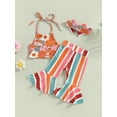 thumbnail image 4 of Bmnmsl Girls' Floral Vest and Striped Flare Pants Set with Tie-up Halterneck, 4 of 9