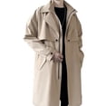 thumbnail image 4 of Clearance 2024! AIEOTT Winter Trench Coat for Men Big and Tall Wool Coat Long Pea Coat Notch Collar Cardigan Button Down Trench Coat, 4 of 9
