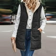 thumbnail image 2 of Baberdicy Puffer Vest Womens 2023 Fall Reversible Vests Sleeveless Womens Winter Coats Zip up Hoodie Pockets Long Warm Winter Coat Outerwear Sweater Vest Black, 2 of 9