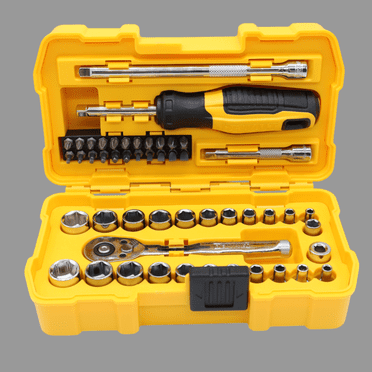 DEWALT DWMT45422 1/4" Drive 50-Piece Mechanics Tool Set - SAE & Metric, Cr-V Steel, Compact Case - Socket, Bit & Accessory Kit for Auto, Bike & Home Repair