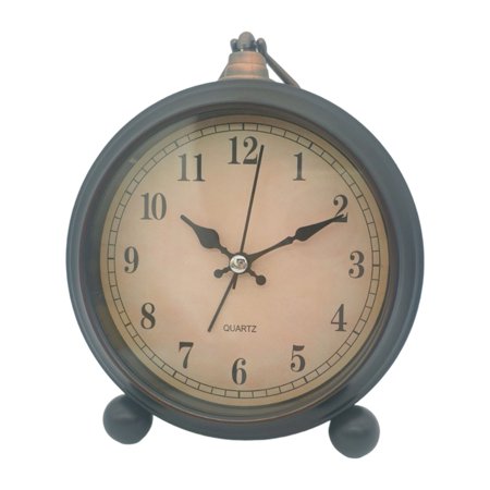 Sinyiin Quiet Movements 5inch Alarm Clock With Soft Glowing Night Light Battery Operated Antique Design Bedsides Desk Decors