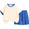thumbnail image 2 of breaise Girls 2 Piece Summer Outfits Short Sleeve Color Block Tops and Shorts Sets Loose Fit Tracksuits for Kids 3-14 Years, 2 of 6