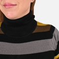 thumbnail image 4 of TAMSY Yellow and Black Color Stripped Rib Knit Full Sleeve Turtleneck Sweater Size - XS Birthday Christmas Gifts, 4 of 4