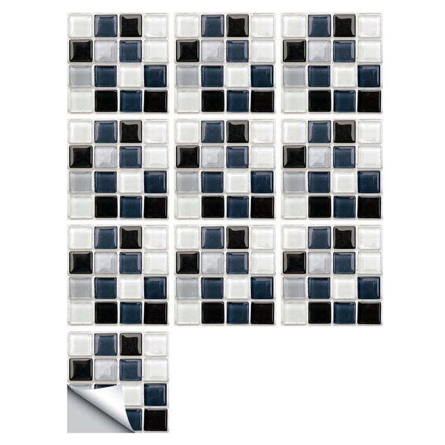 Cqxid Wall stickers Under $5 1Set 10pc Self Adhesive Tile 3D Sticker Kitchen Bathroom Wall Sticker Decoration