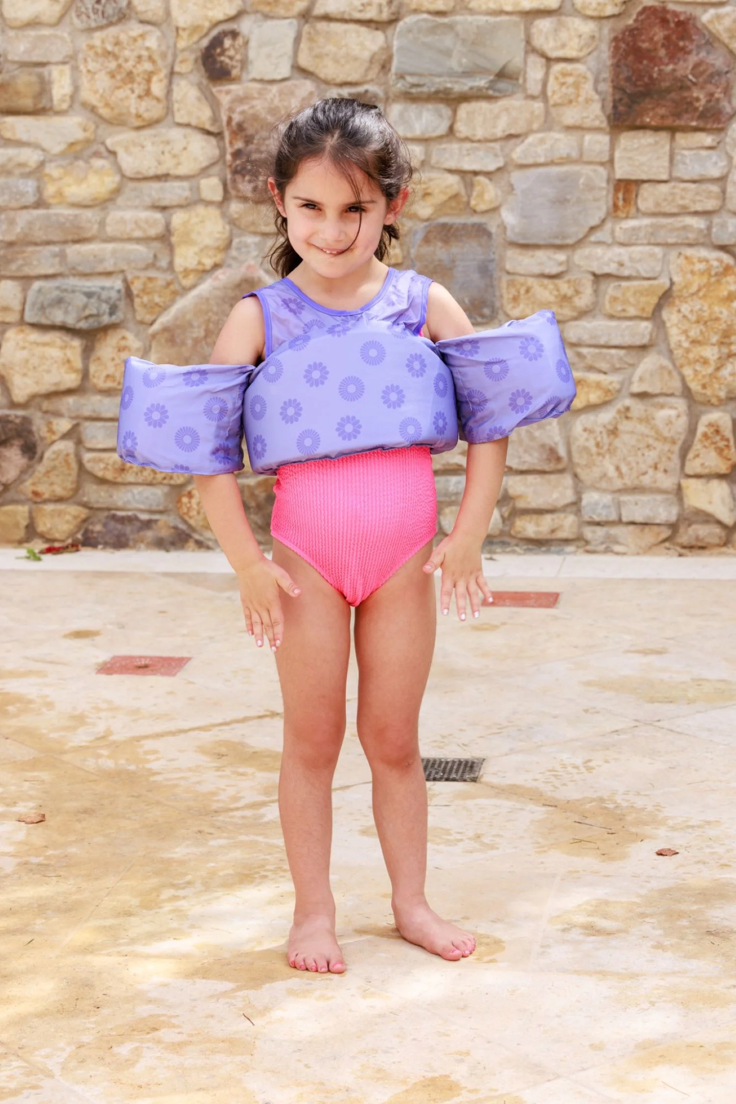 Paddle Pals U.S. Coast Guard Approved Life Jacket for Children (33-55 lbs.) – Safety Swim Vest with Arm Bands, Purple Flower