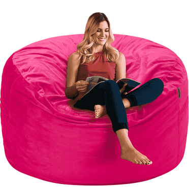 Congermom Bean Bag Chair Stuffed Memory Foam for Adults & Kids with Velvet Ultra Soft Fur 3FT，Pink