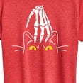 thumbnail image 3 of Instant Message - Skeleton Hand Petting Cat - Women's Short Sleeve Graphic T-Shirt, 3 of 6
