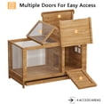 thumbnail image 3 of Wooden Rabbit Hutch Indoor and Outdoor, Large Rabbit Cage Chicken Coop Expandable, Weatherproof Bunny Cage with Anti-Chew Metal Frame Ramp for Backyard Small Animals Natural, 3 of 7