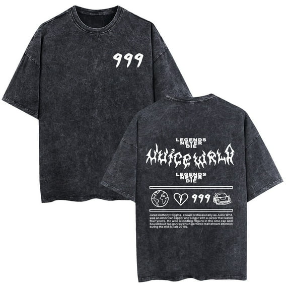 TPUABR Juice Cotton T-shirt Wrld 999 Washed Retro Short Sleeve Classic New Trend T-shirt Size XS-3XL