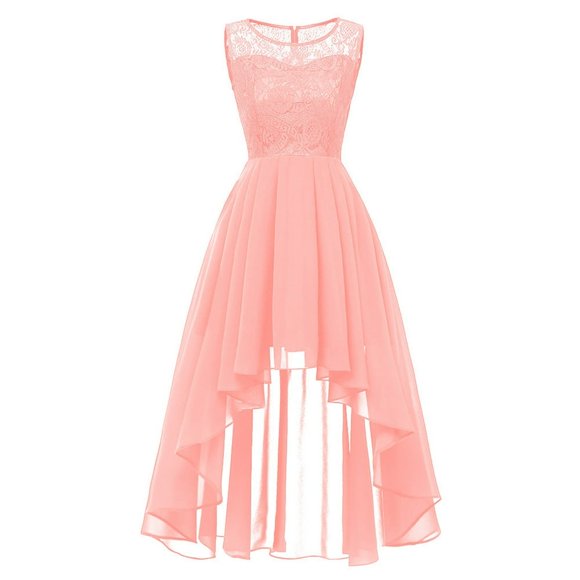 New Years Eve Dress Women‘s Floral Lace Hi-Lo Bridesmaid Dress Sleeveless Formal Wedding Maxi Dress