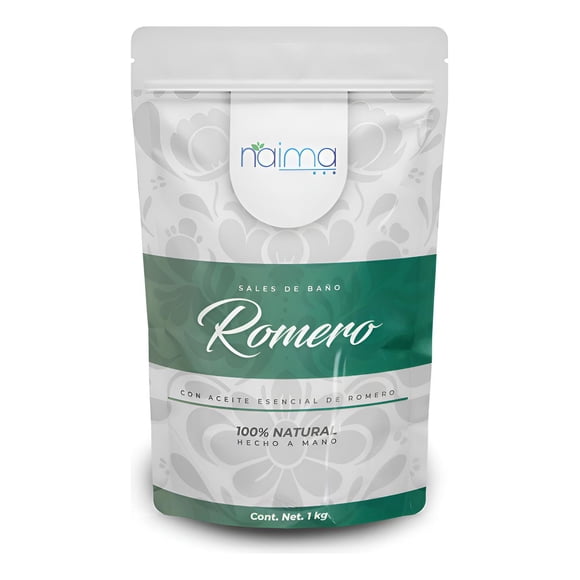 NAIMA Sal Epsom Romero, 1kg | Sulfato de Magnesio 100% Puro y Vegano | Relajante Para Baños, Masajes y Exfoliación
