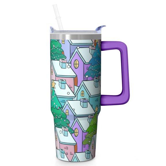 30oz Snowflakes Tumbler with Lid Straw Leak Proof Stainless Steel Cup Holiday Coffee Water Bottle Gifts