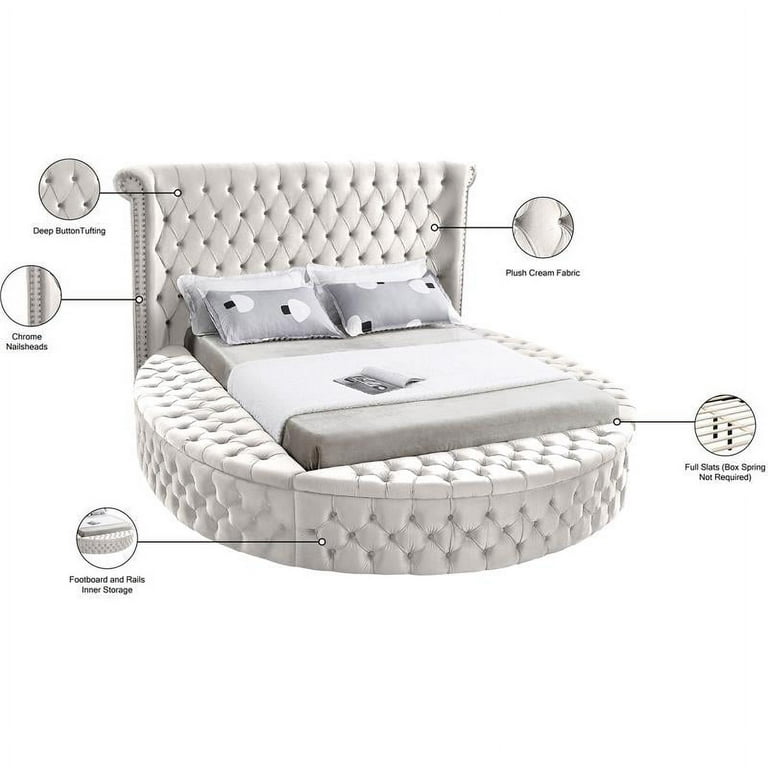 Luxus button tufted velvet round bed outlet