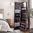 thumbnail image 4 of Costway Armoire à Bijoux Rotative à 360° 2-en-1 Verrouillable Miroir Brun Foncé, 4 of 9