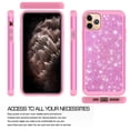 thumbnail image 2 of Cute Protective Phone Cover Case For Apple iPhone 11 Pro Case with [Tempered Glass Screen Protector] Girls Women Dual Layer Heavy Duty - Glitter Hot Pink, 2 of 7