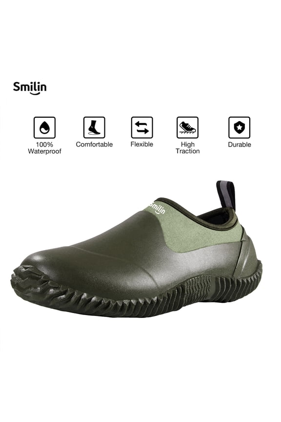 Waterproof Rain Garden Boots, Anti-Slip Rubber Ankle Rain Boots for Men & Women, Green, Size 13 Women/11.5 Men