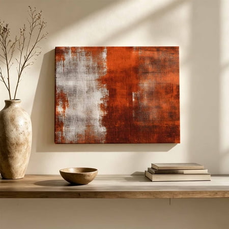 Abstract Collage Theme Canvas Wall Art Vintage Red Oil Painting Texture Wall Art Prints Artwork Framed Canvas Ready to Hang Art Pictures for Hallway Living Dining Room Bedroom 24 x 16
