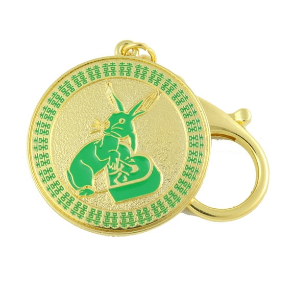 Feng Shui Rabbit Peach Blossom Amulet Keychain