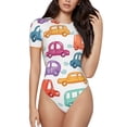 thumbnail image 1 of Balery Doodle Cars Body de cuello redondo de manga corta para mujer Tops de manga corta Tops básicos-XX-Large, 1 of 7