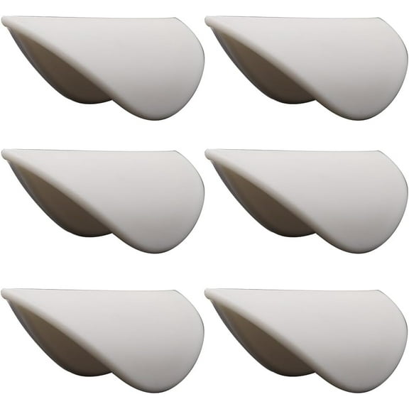 6PCS White Self-Stick Instant Cabinet Handle Pulls Drawer Pull Helper Cabinet Knobs Without Drilling Semi-Circular Vanity Handles for Glass Windows Wardrobes Peel Stick Knob Drill Free