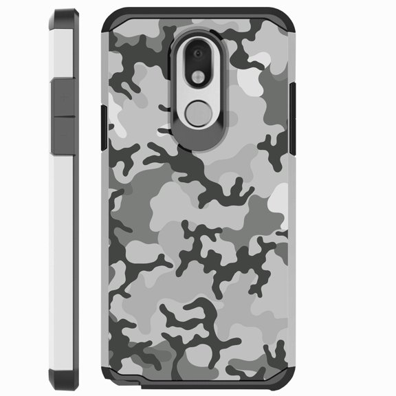 DALUX Hybrid Slim Phone Case Compatible with LG Stylo 5 / Stylo 5 Plus - Gray Stylish Camo