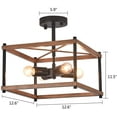 thumbnail image 3 of DENEST Rustic Wood Pendant Light Industrial Chandelier Vintage Edison Ceiling Lighting, 3 of 7