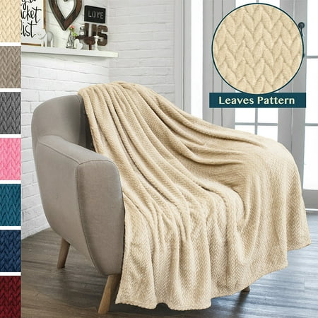 Luxury Throw Blanket - Luxury Soft Plush Throw Blanket for Couch Sofa | Silky Velvet Fleece Chevron Pattern Throw | Cozy Warm Lightweight Microfiber | All Season Use | 50 x 60 Inches, by Pavilia